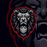 modèle de logo de mascotte de jeu lion esport vecteur