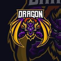 modèle de logo de mascotte de jeu dragon esport vecteur