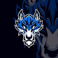 modèle de logo de mascotte de jeu de loup esport vecteur