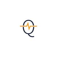 logo d'icône de lettre q combiné à un design d'icône d'impulsion vecteur