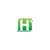 icône du logo lettre h avec croix médicale vecteur
