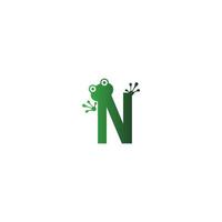 lettre n logo design concept d'empreintes de grenouille vecteur