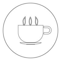 tasse avec thé ou café chaud icône couleur noire en cercle vecteur