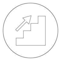 icône de croissance des escaliers couleur noire en cercle vecteur