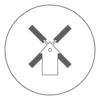 L'icône du moulin de couleur noire en cercle vecteur