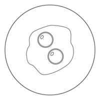 icône d'oeufs brouillés en couleur noire en cercle vecteur