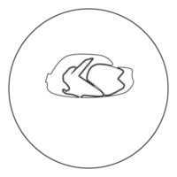 plat de poulet frit icône noire en illustration vectorielle de cercle isolé. vecteur