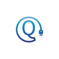 câble d'alimentation formant le logo de la lettre q vecteur