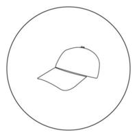 icône noire de casquette de baseball dans l'illustration vectorielle de cercle isolée. vecteur