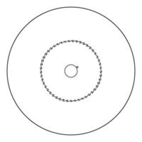 icône noire de lame de scie circulaire dans l'illustration vectorielle de cercle isolée. vecteur