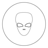 visage ou tête extraterrestre extraterrestre icône noire dans l'illustration vectorielle de cercle isolée. vecteur