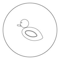 icône de canard couleur noire en cercle vecteur