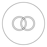 Icône de bagues de mariage couleur noire en cercle illustration vectorielle isolée vecteur