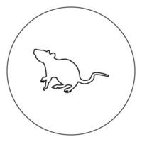 icône de rat couleur noire en cercle illustration vectorielle isolée vecteur