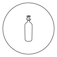 icône de bouteille de gaz propane couleur noire en cercle vecteur