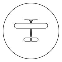 L'icône biplan couleur noire en cercle vecteur