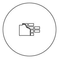icône noire du mur dans le contour du cercle vecteur