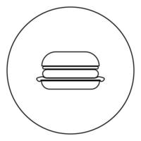 Contour de l'icône noire burger dans l'image du cercle vecteur