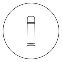 thermos ou fiole à vide icône noire contour dans l'image du cercle vecteur