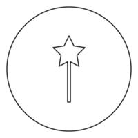 Baguette magique icône noire contours en cercle libre vecteur