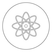 L'icône de l'atome de couleur noire en cercle ou rond vecteur