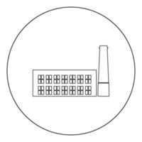 bâtiment industriel usine icône couleur noire en cercle ou rond vecteur