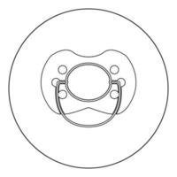 L'icône de la sucette bébé couleur noire en cercle ou rond vecteur