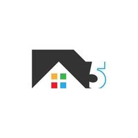 icône du logo numéro 5 pour la maison, vecteur immobilier
