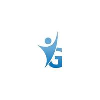 logo d'icône de lettre g avec homme de succès abstrac devant, conception créative d'icône de logo d'alphabet vecteur
