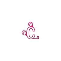 lettre c logo design chien empreintes concept icône vecteur