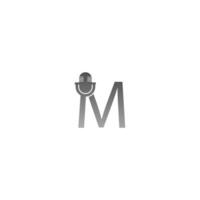 podcast, police micro, illustration de concept de conception de lettre vecteur