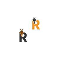 logo de conception créative icône lettre r abeille vecteur