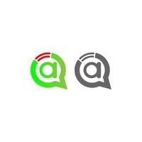 lettre a internet sans fil dans le logo de la bulle de chat vecteur