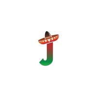 conception de concept de chapeau mexicain lettre j vecteur