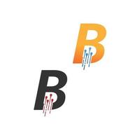 lettre b logo tech simple avec icône de style de lignes de circuit vecteur