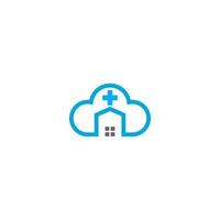 icône du logo du concept de soins à domicile cloud vecteur