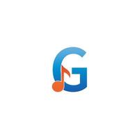 icône du logo lettre g combinée à un design musical de note vecteur