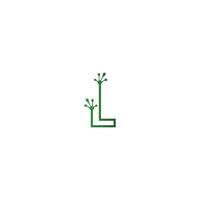 lettre l logo design concept d'empreintes de grenouille vecteur