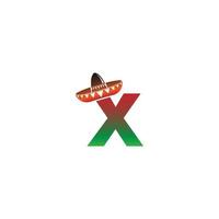 conception de concept de chapeau mexicain lettre x vecteur