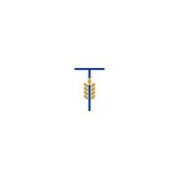 lettre t combinée avec la création de logo d'icône de blé vecteur