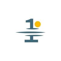 logo icône numéro 1 avec design icône coucher de soleil vecteur