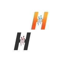 lettre h simple logo tech avec icône de style de lignes de circuit vecteur