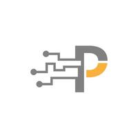 lettre p circuit technologie logo icône design créatif vecteur