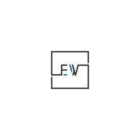 concept de design de lettres de logo carré ew dans les couleurs noir et bleu vecteur