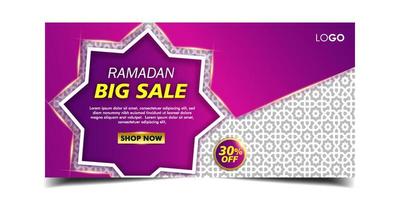 modèle de bannière horizontale de vente de ramadan vecteur