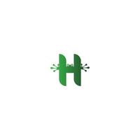 lettre h logo design concept d'empreintes de grenouille