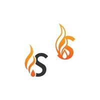 lettre s et vagues de feu, conception de concept d'icône de logo vecteur