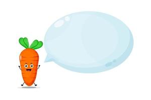 personnage de carotte mignon avec discours de bulle
