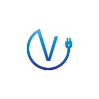 câble d'alimentation formant le logo de la lettre v vecteur