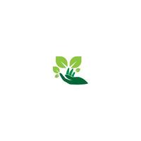 icône du logo feuille verte à la main vecteur